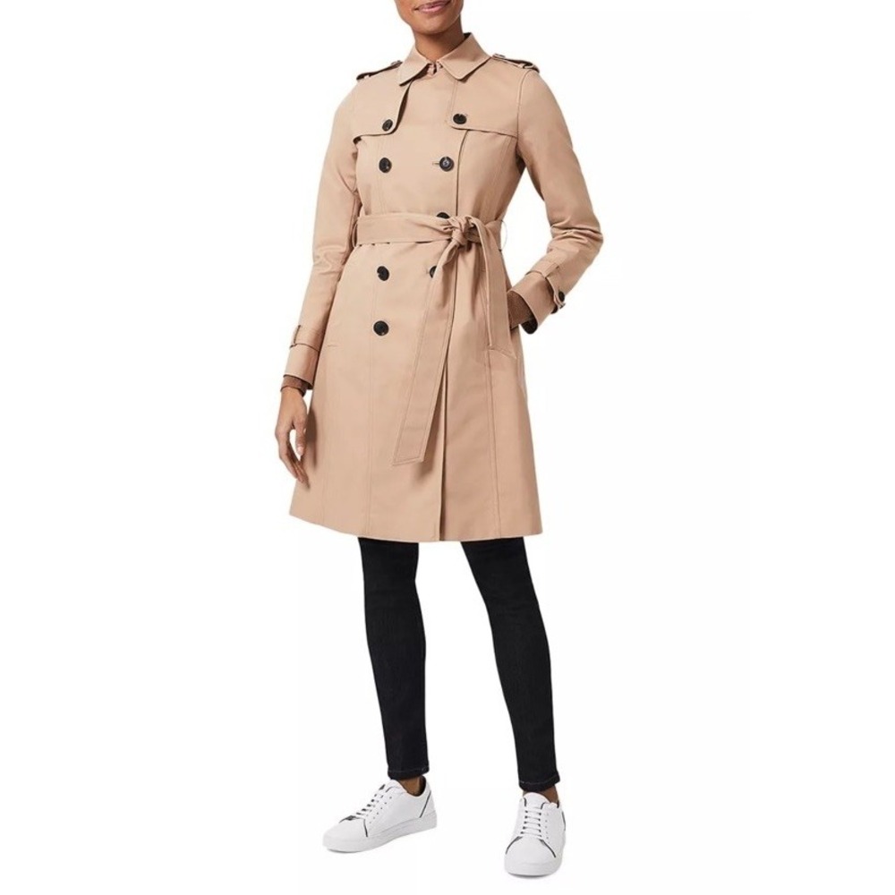 Hobbs London Trench Coat Saskia Sz 8 Women Cream/Beige